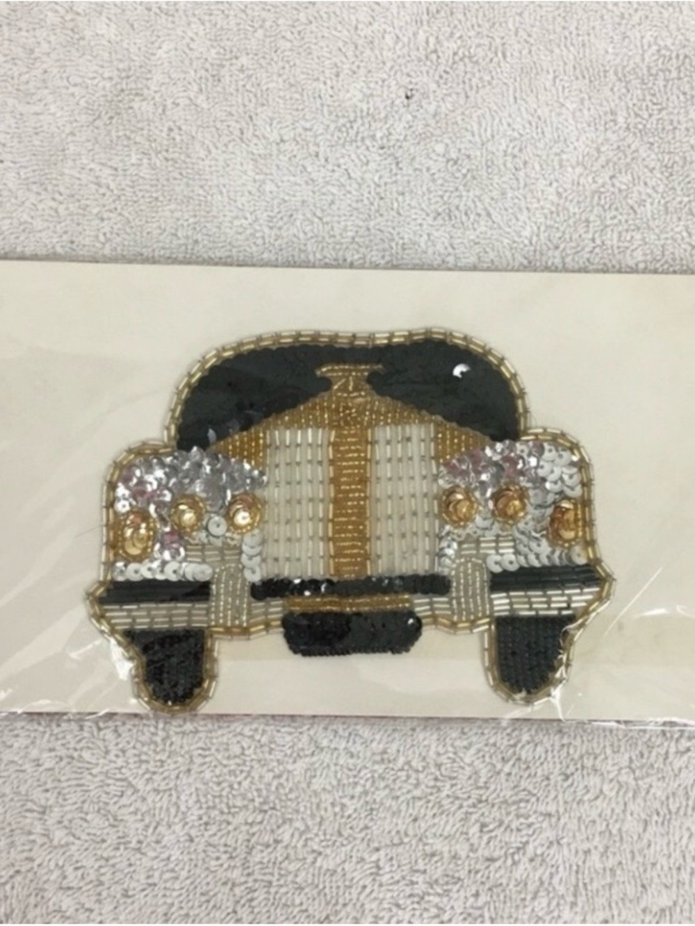 New Vintage 90’s Gold Black Car Sequins Beaded Appliqué Glam Girlhoodcore Retro